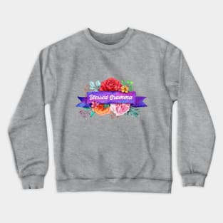 Blessed Gramma Floral Design with Watercolor Roses Crewneck Sweatshirt